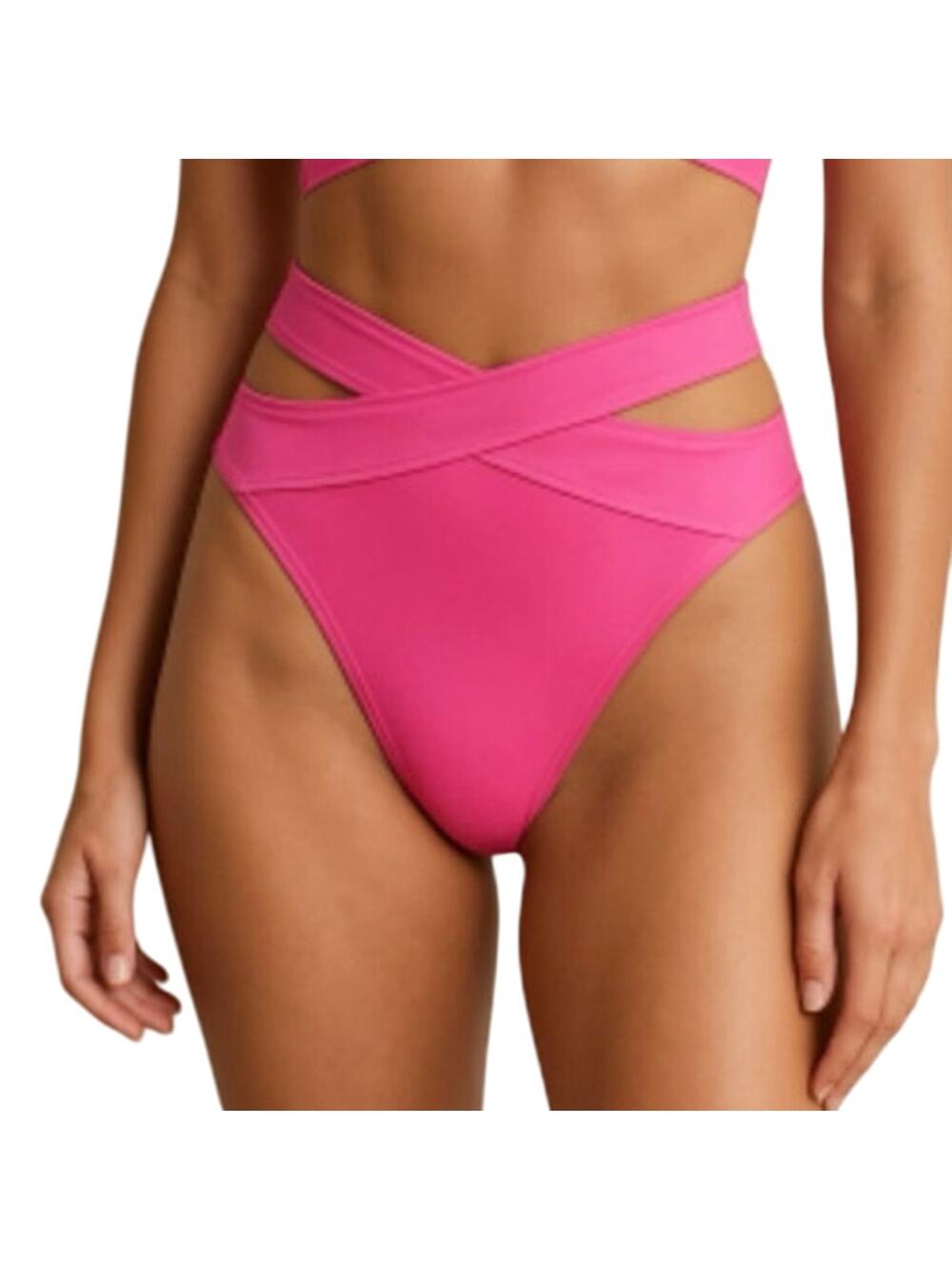 Hot Pink Criss-Cross High-Waisted Bikini Swim Bottom 1X